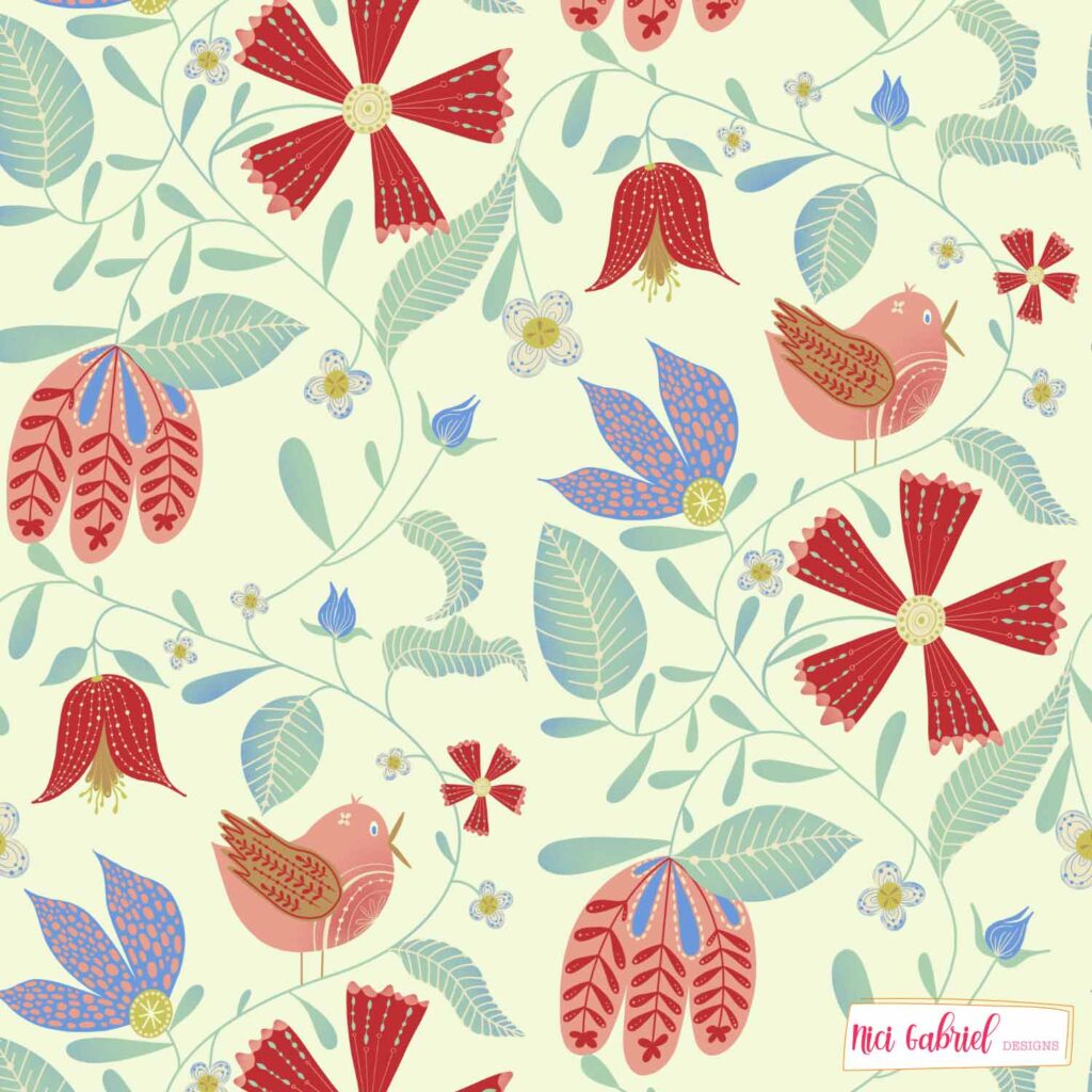 Floral Birds in Procreate